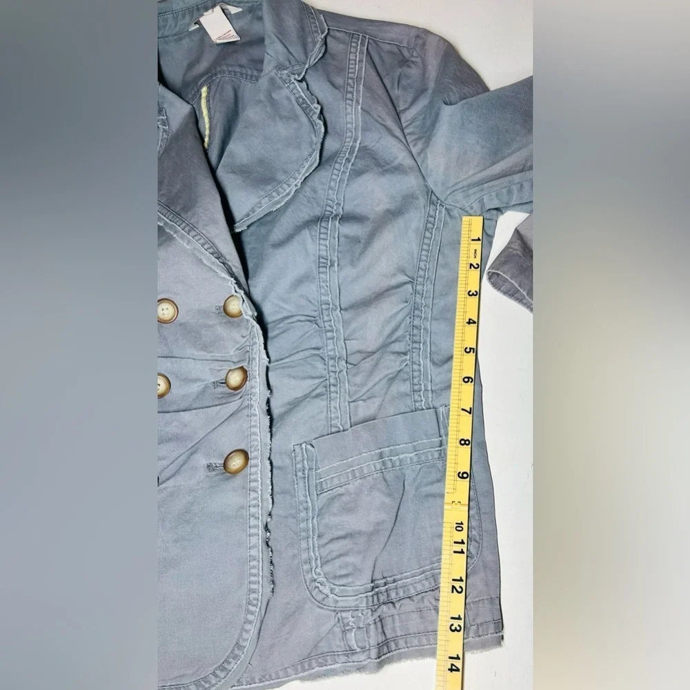 Sundance Gray Cotton Distressed Double Breasted Jacket Size L